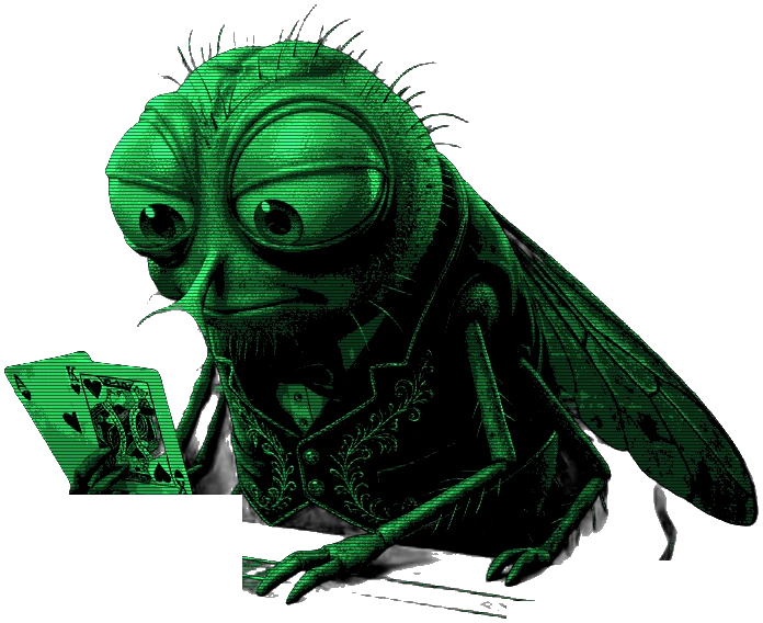 the same fly rendered as the green scan the casino keeps on its server rack